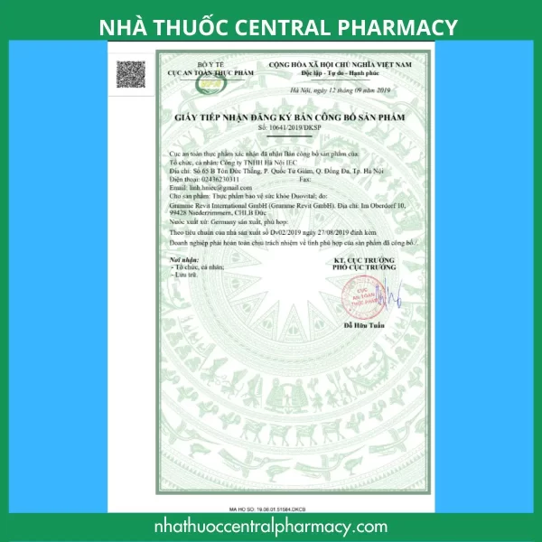 Tớ số đăng ký của thuốc khớp DuoVital