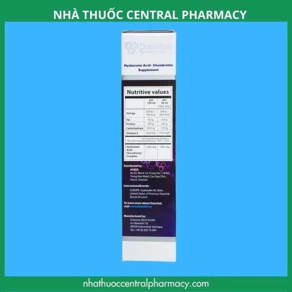 Mặt sau hộp thuốc khớp DuoVital