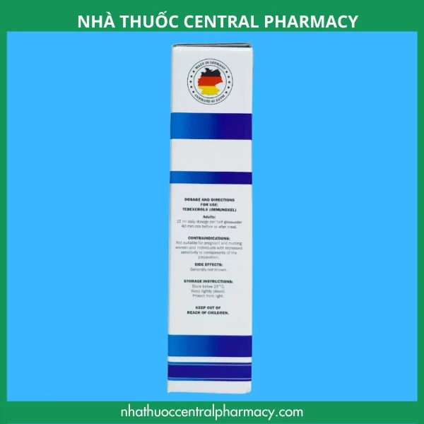 Mặt bên hộp Tebexerol Immunoxel